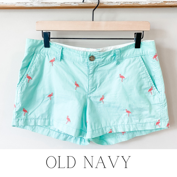 Old Navy Pants - Old Navy Chino Aqua Pink Flamingo Shorts Size 6